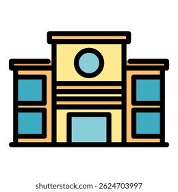 Facade campus icon. Outline Facade campus vector icon color flat isolated