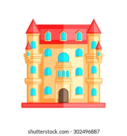 The facade of the castle. Flat vector illustration