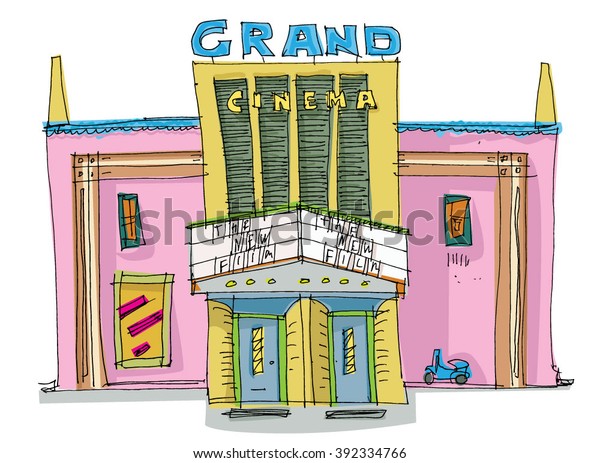 Facade Cinema Vintage Style Grand Cinema Stock Vector (Royalty Free ...