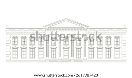 Facade of a classical palace building. The facade of the classic building of the palace. Vector realistic White House.