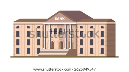 The facade of a classical public building is a Bank, court or government building on a white background. Concept financial services. Vector illustration. Not AI generated