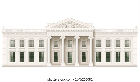 The facade of a classical public building is a Palace, a courthouse or a theater, a Parliament or a Museum. Classicism. Vector graphics