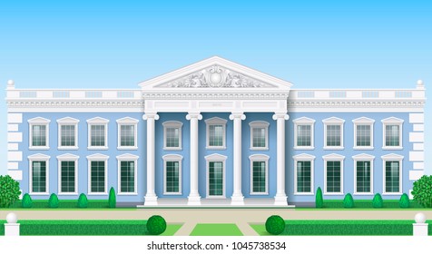 The facade of a classical public building is a Palace, a courthouse or a theater, a Parliament or a Museum. Classicism. Vector graphics