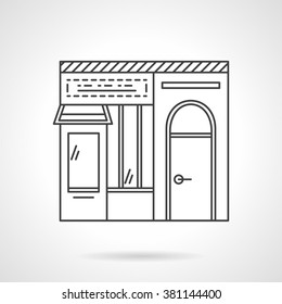 Facade of dairy store. Commerce buildings. Storefronts and showcases. Vector icon flat thin line style. Element for web design, business, mobile app. 