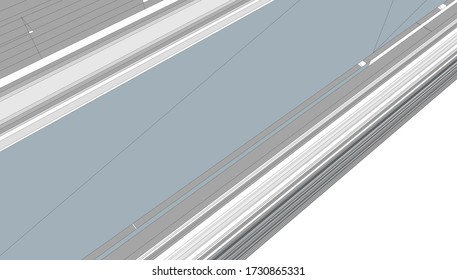 
facade eaves of a high-rise building, 3D visualization of space