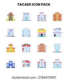  Facade Flat icons designed for clean digital interfaces.