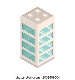 facade of a glass building, isometric