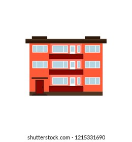 Facade of the guest house isolated  flat design vector illustration.