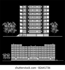 facade. Habitation building - vector