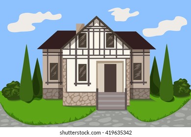 facade half-timbered houses, buildings, vector graphics