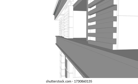 
facade of a high-rise building, 3D visualization of space