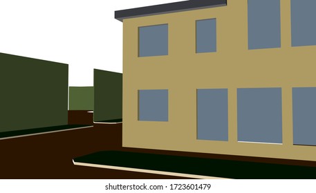 
facade of the house, 3d visualization, architectural form