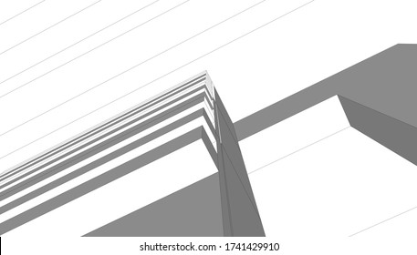 facade of the house 3d visualization, sketch development