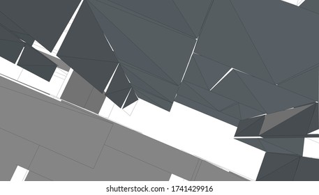 facade of the house 3d visualization, sketch development