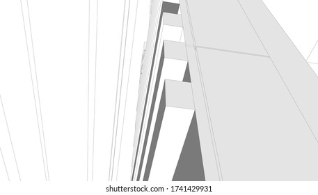 Fassade des Hauses 3D Visualisierung, Skizzenentwicklung
