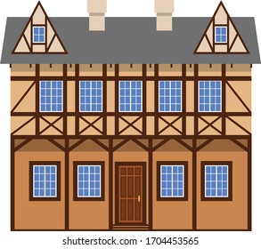 Fachada de una casa en estilo europeo ilustración vectorial
