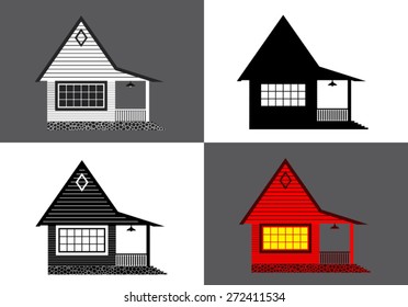 facade of the house isolated on white and gray backgrounds