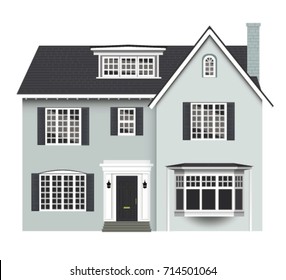 The facade of the house. Isolated on white background