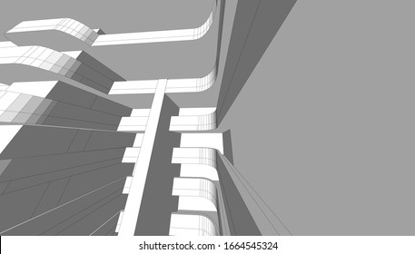 
Facade of the house in perspective, monochrome color