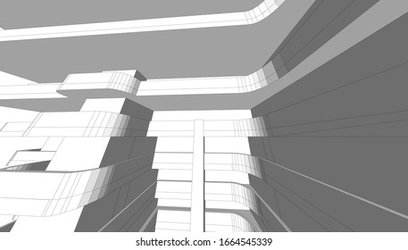 
Fachada de la casa en perspectiva, color monocromo