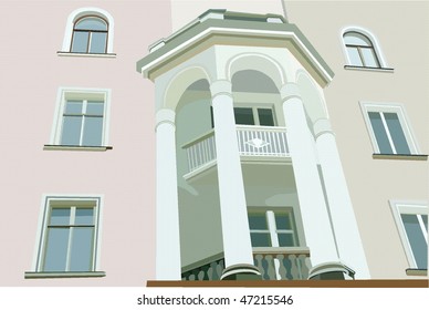  facade of house with white columns