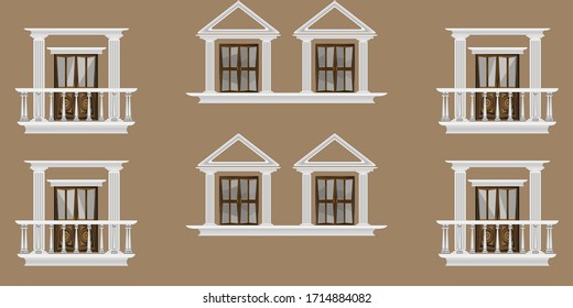Die Fassade des Hauses mit Fenstern und Balkonen. Ohne Menschen