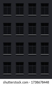 facade house windows at night