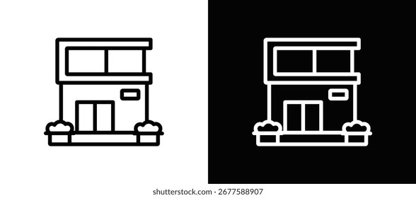 Icono De La Fachada En Estilo Relleno Blanco Y Negro
