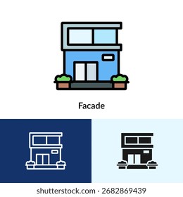 Colección de iconos de fachada con múltiples estilos