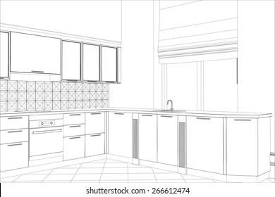 Kitchen Sketch Images Stock Photos Vectors Shutterstock