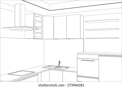 383 Wireframe kitchen sketch Images, Stock Photos & Vectors | Shutterstock