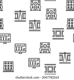 Facade Lighting Tool Vector Seamless Pattern Thin Line Illustration