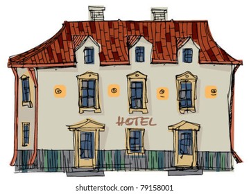 facade of little old hotel