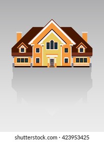 Facade of the mansion isolated on a light gray background