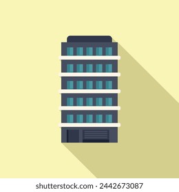 Facade multistory building icon flat vector. Residence office. Clinic residential town
