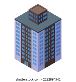 Facade multistory building icon isometric vector. City house. Exterior apartment