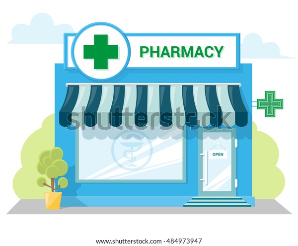 Facade Pharmacy Store Signboard Awning Symbol Stock Vector (Royalty ...