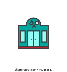 Facade of the restaurant filled outline icon, line vector sign, linear colorful pictogram isolated on white. Symbol, logo illustration. Pixel perfect vector graphics