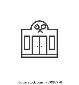 Facade of the restaurant line icon, outline vector sign, linear style pictogram isolated on white. Symbol, logo illustration. Editable stroke