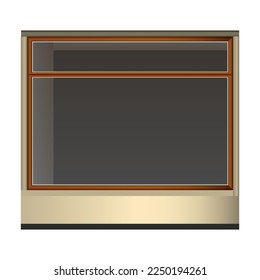 Facade shop-front brown large window in realistic style. Outdoor Building elements. Colorful vector illustration isolated on white background.