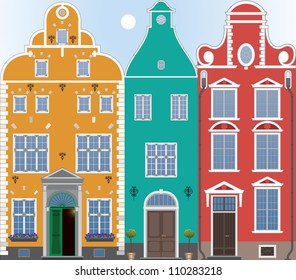 facade of the three burgher houses of the seventeenth century