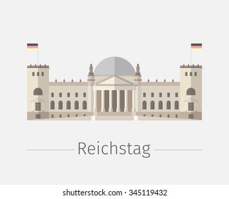 Facade view of the Reichstag (Bundestag) building in Berlin, Germany