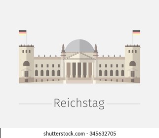 Facade view of the Reichstag (Bundestag) building in Berlin, Germany