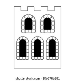 facade and windows of medieval castle