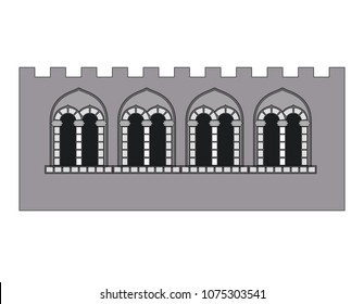 facade and windows of medieval castle