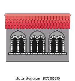 facade and windows of medieval castle
