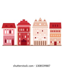 facades of high-rise stylized buildings