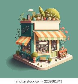 facades of small business store concept, shop, restaurants, bistro vector flat design style illustration