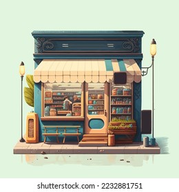 facades of small business store concept, shop, restaurants, bistro vector flat design style illustration