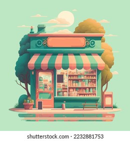 facades of small business store concept, shop, restaurants, bistro vector flat design style illustration